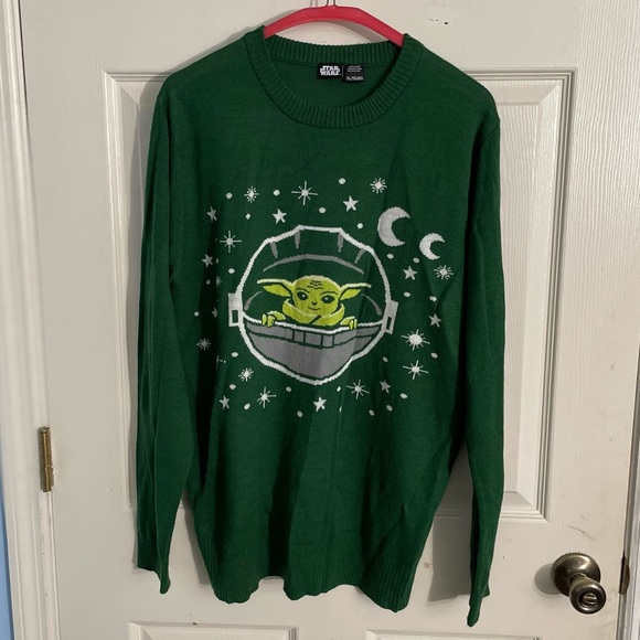 🧣Star Wars Grogu Christmas Sweater The Child Baby Yoda Women XL Green Ugly Xmas - Picture 1 of 5
